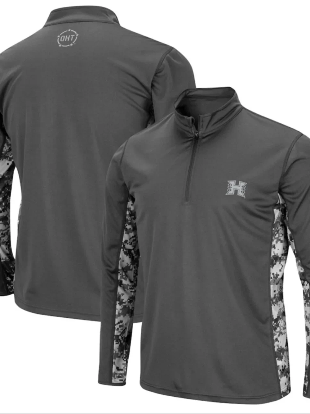 Men's Colosseum Charcoal HI Rainbow Warriors OHT Camo Lightweight Quarter-Zip
